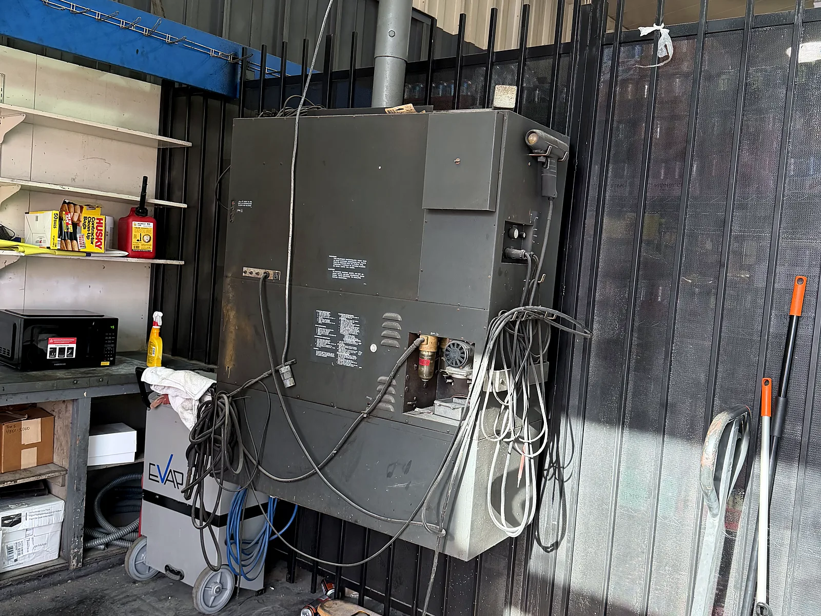 Diesel smog check in Los Angeles, CA: emissions analyzer cabinet inside our station